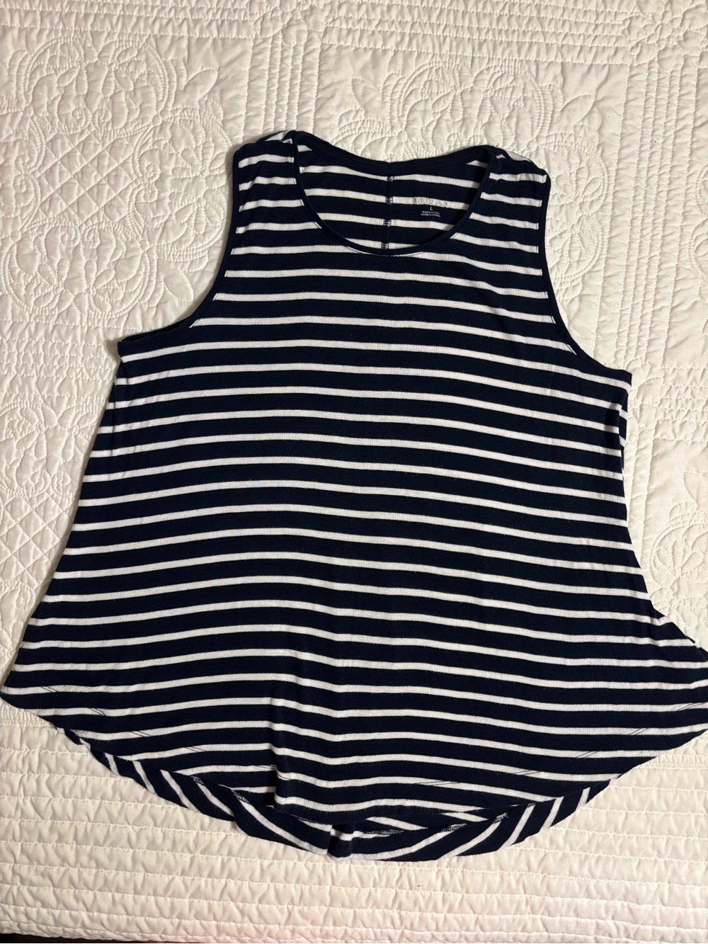 Striped Navy & White Sleeveless Tank Top